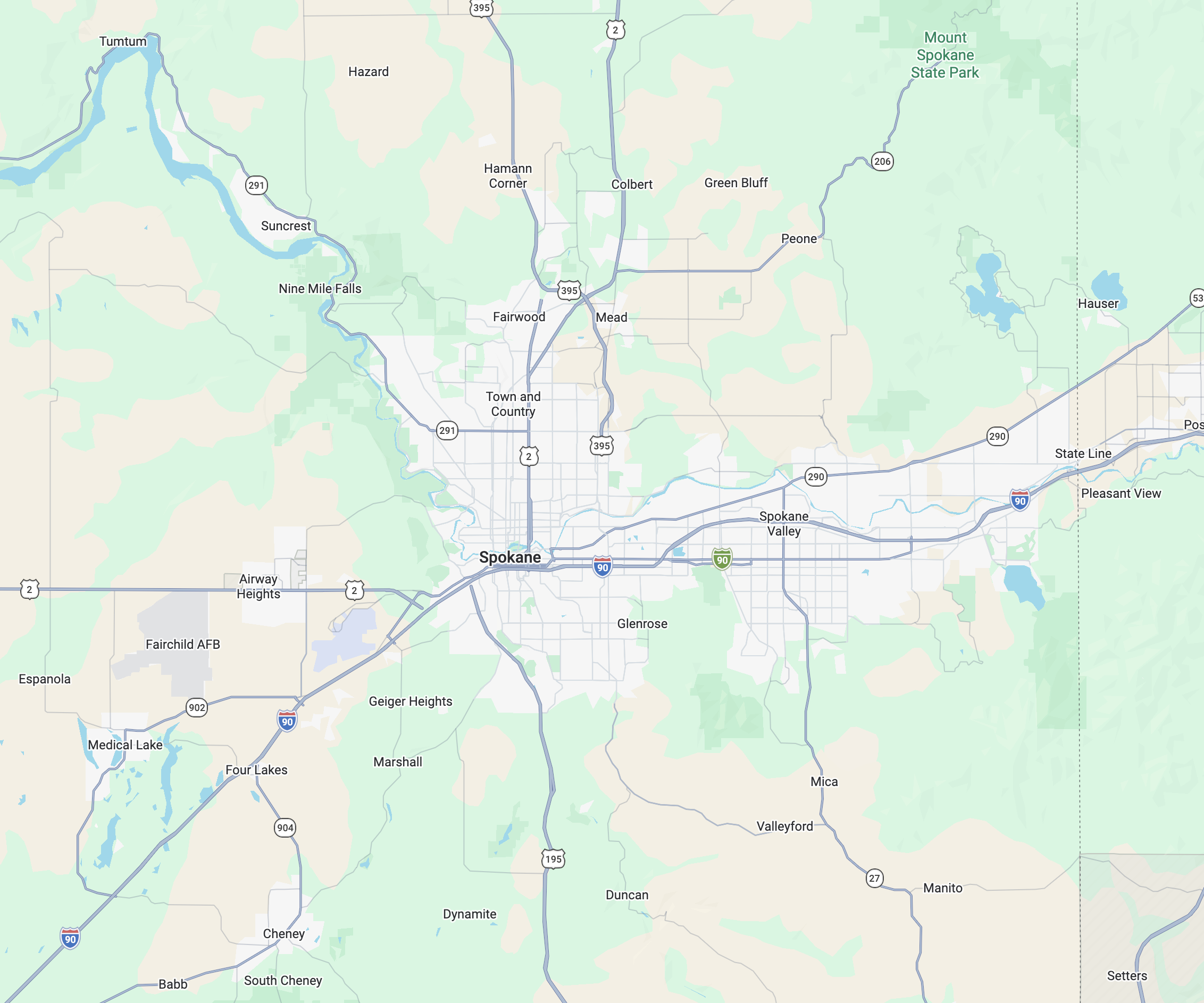 Kleen Cut Builders service area map in Spokane WA